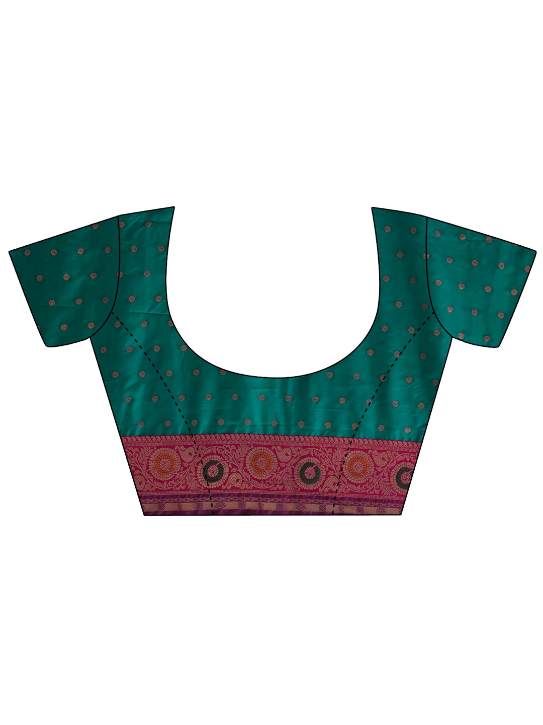  Libas Teal Green and Pink Paisley Woven Design Silk Blend Saree 