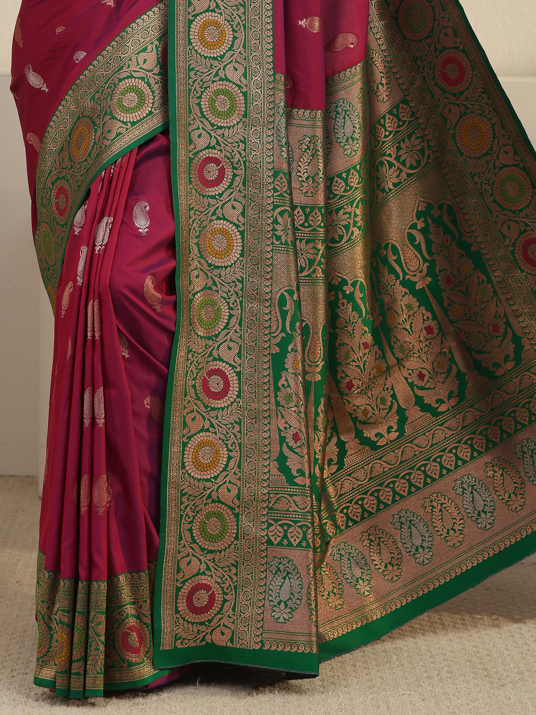  Libas Magenta Pink Woven Design Silk Blend Saree 