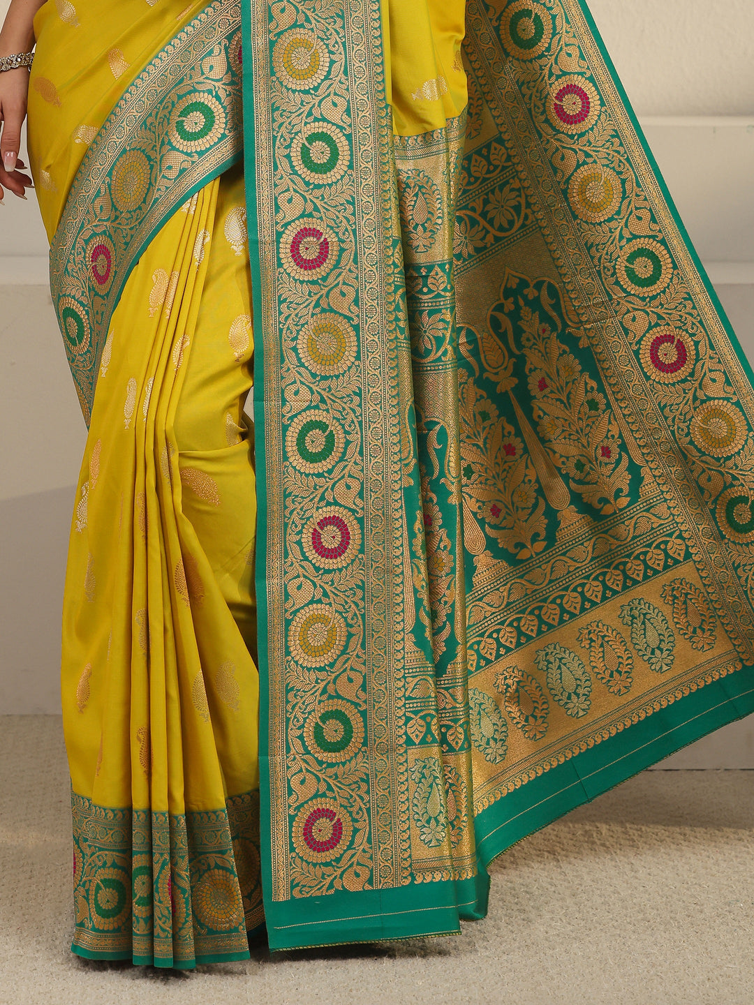 Libas Yellow Woven Design Silk Blend Saree 