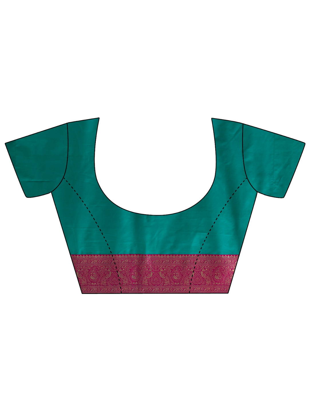  Libas Teal Green and Pink Peacock Woven Design Silk Blend Saree 