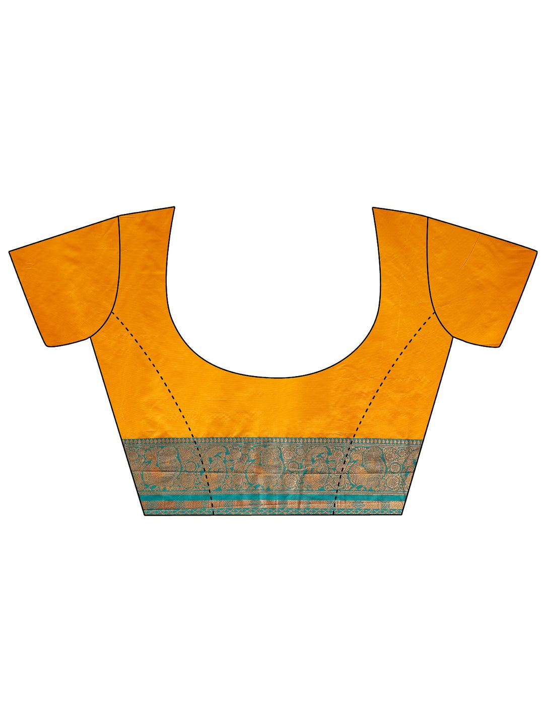  Libas Haldi Yellow and Green Silk Blend Paithani Saree 