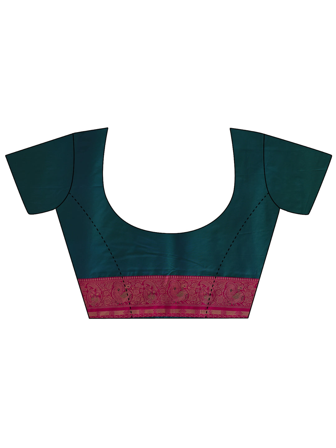  Libas Teal Blue and Pink Silk Blend Paithani Saree 