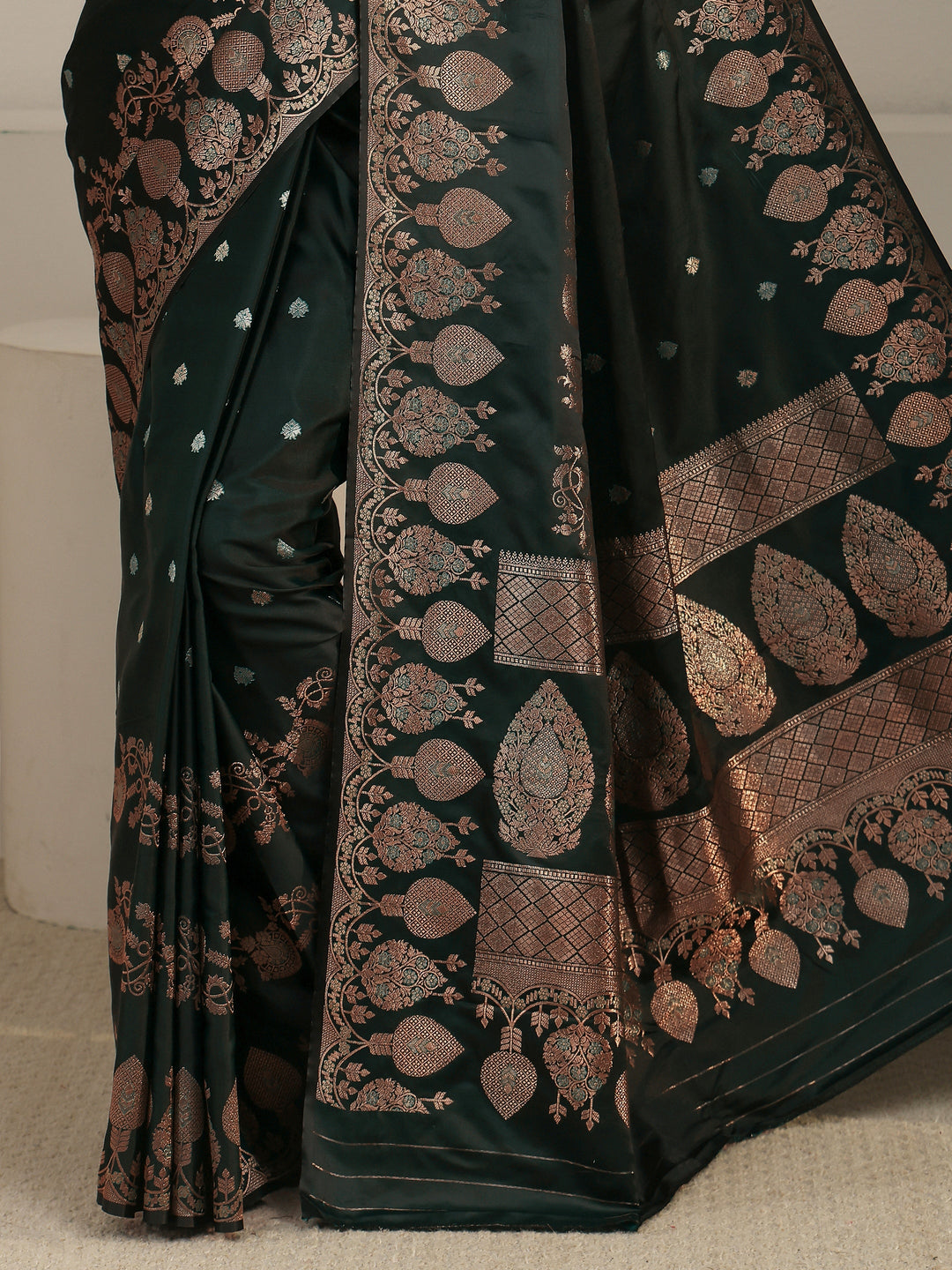  Libas Jungle Green Woven Design Banarasi Satin Saree 