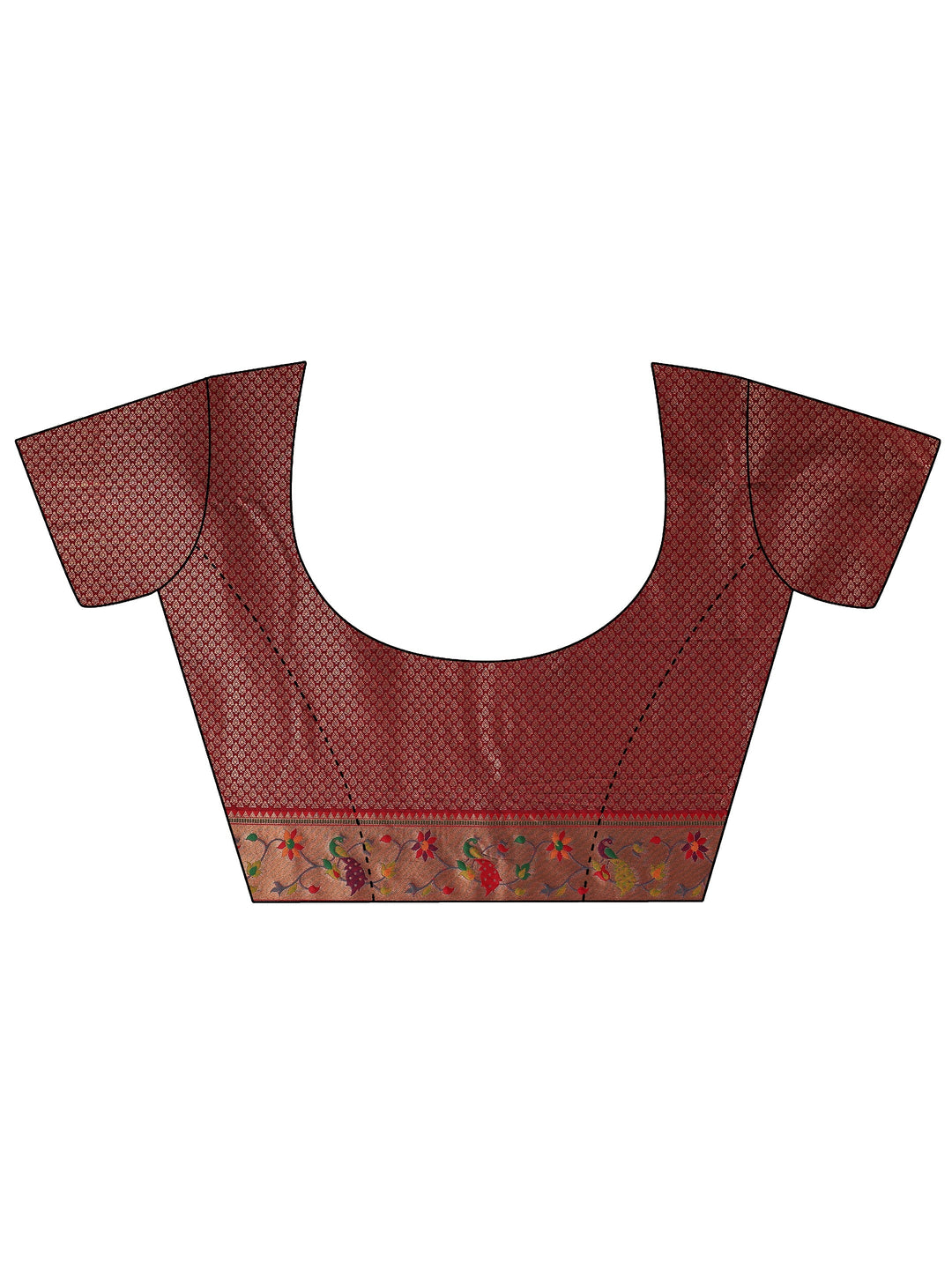  Libas Cerulean Blue and Red Silk Blend Paithani Saree 