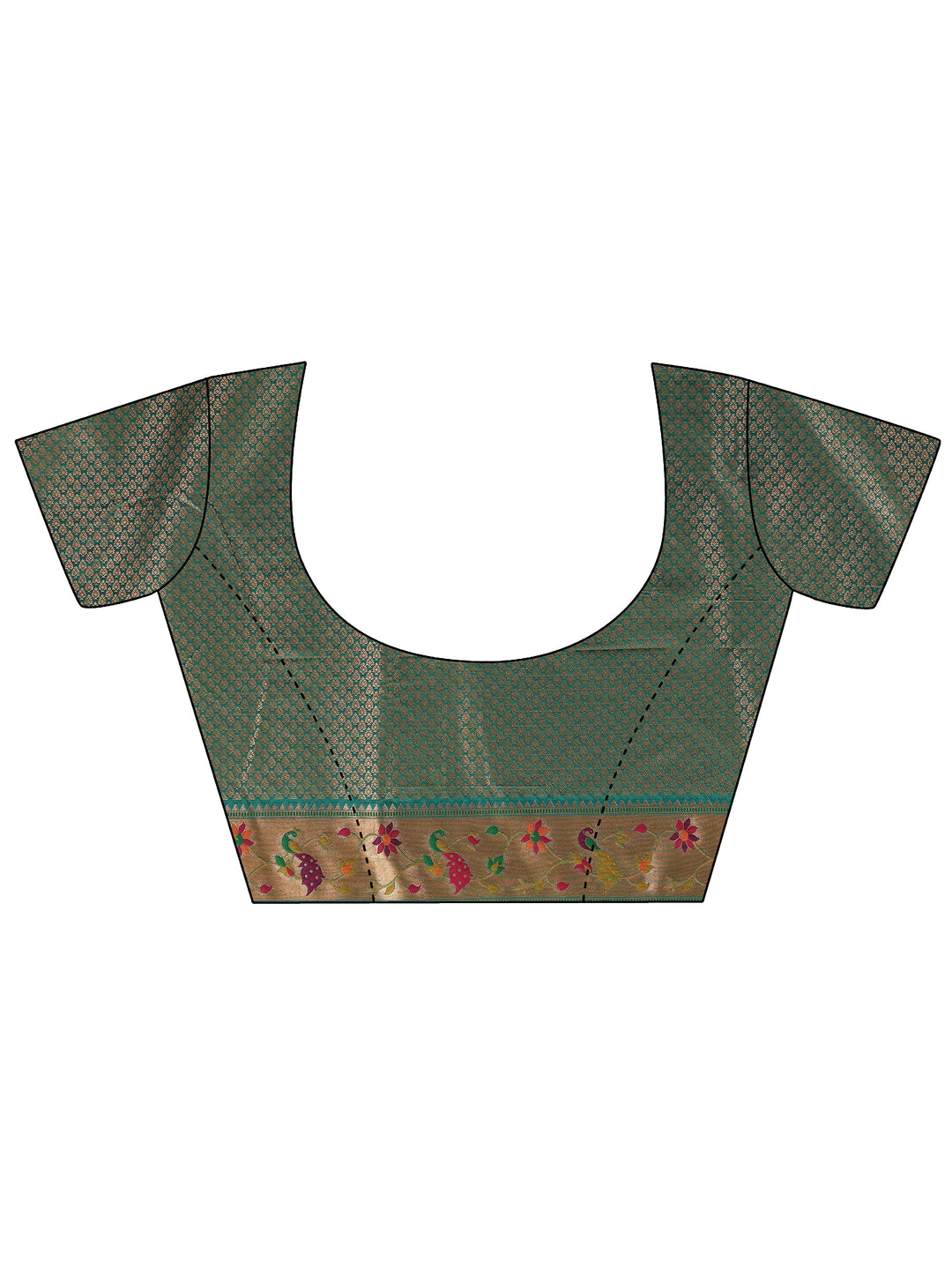  Libas Mustard and Green Silk Blend Paithani Saree 