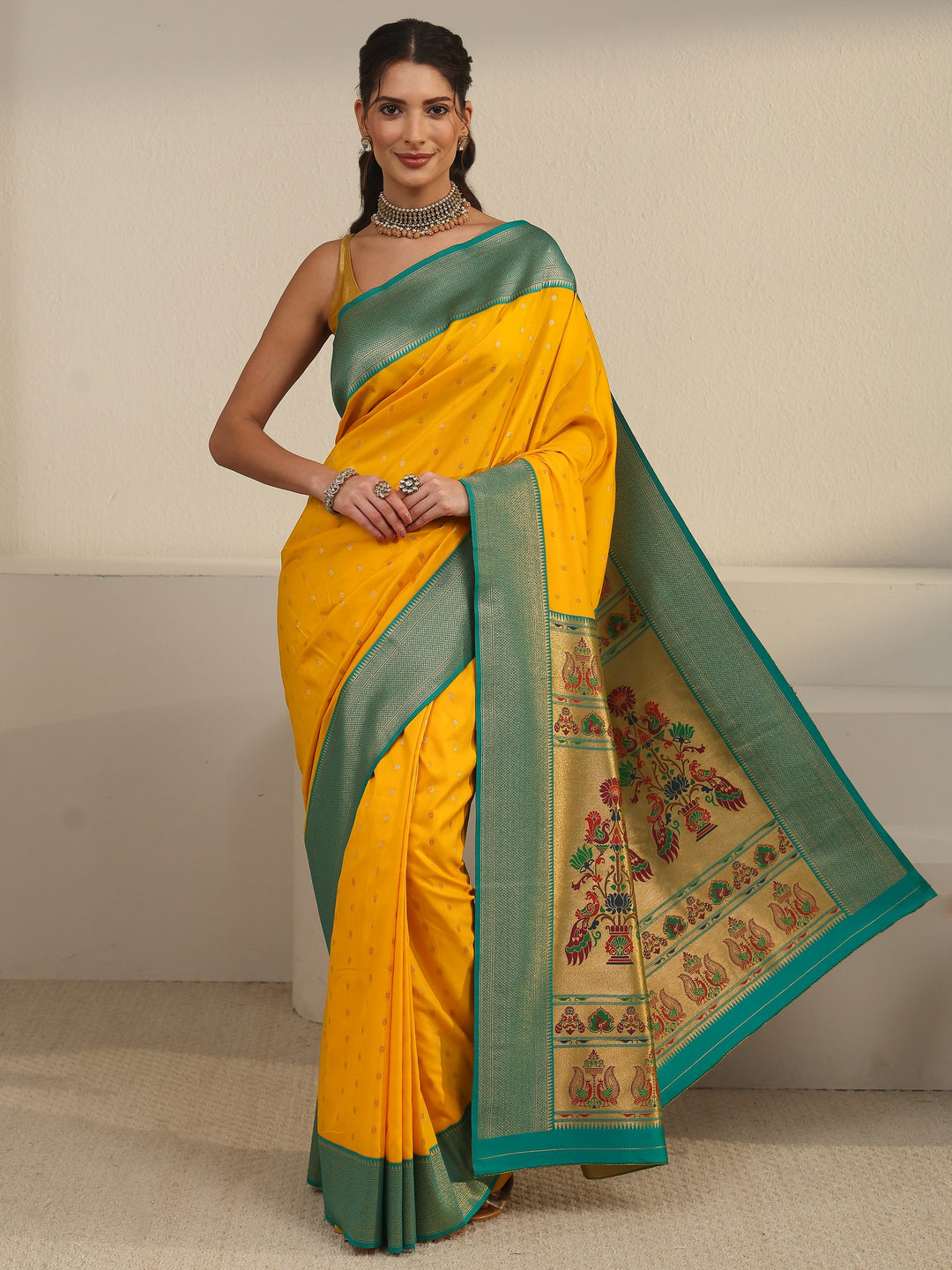  Libas Mustard Woven Design Silk Blend Saree 