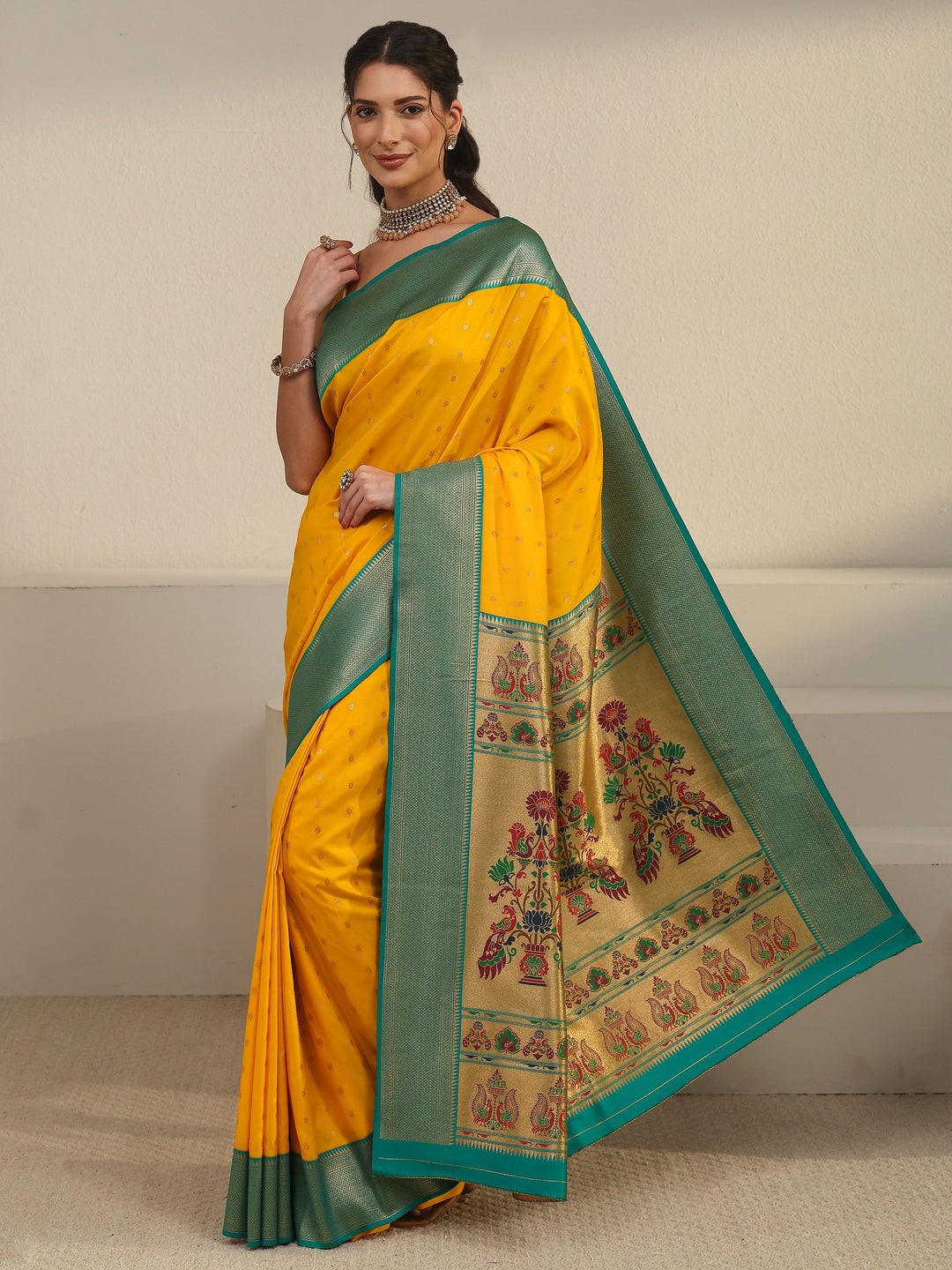  Libas Mustard Woven Design Silk Blend Saree 