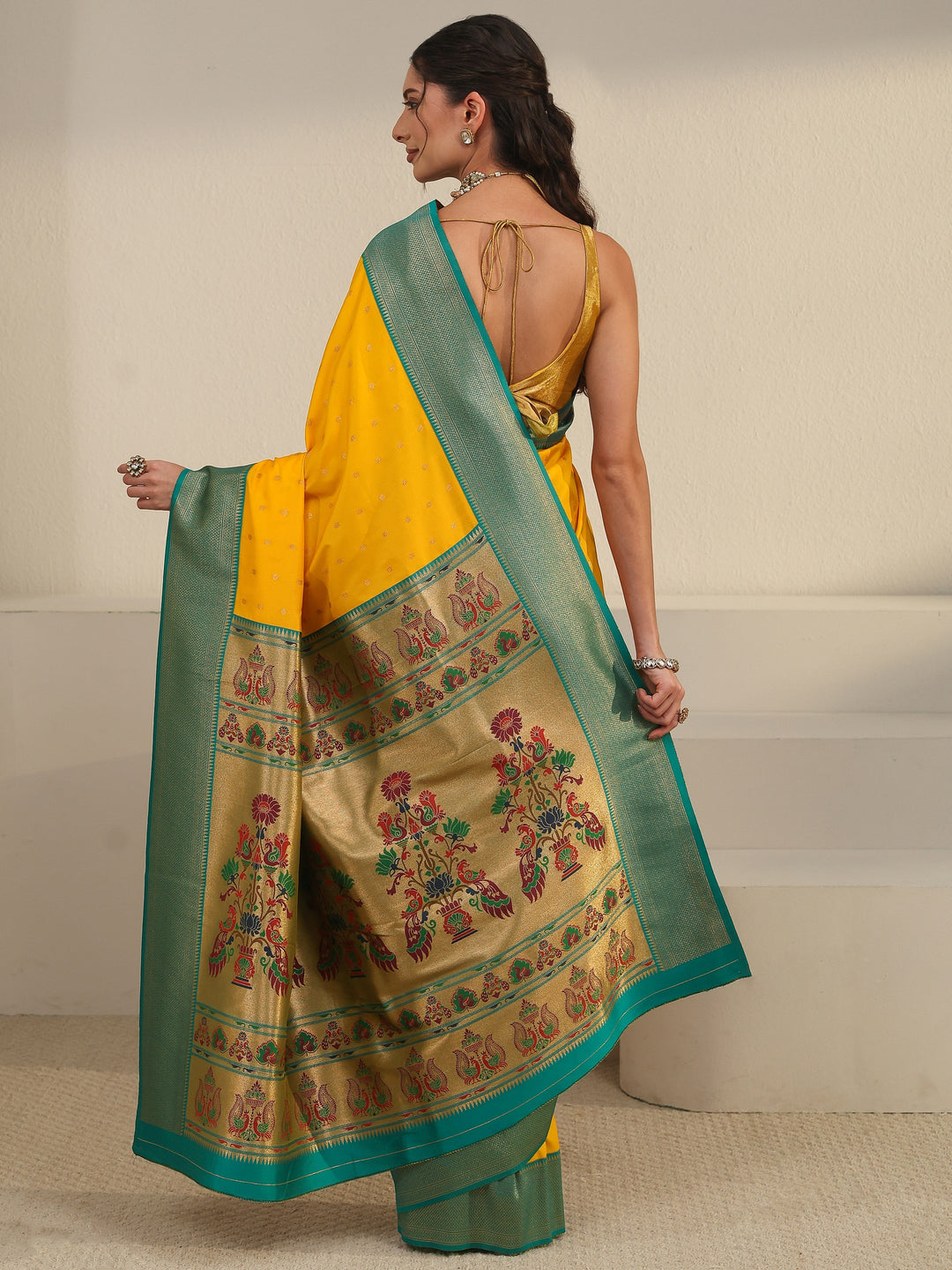  Libas Mustard Woven Design Silk Blend Saree 