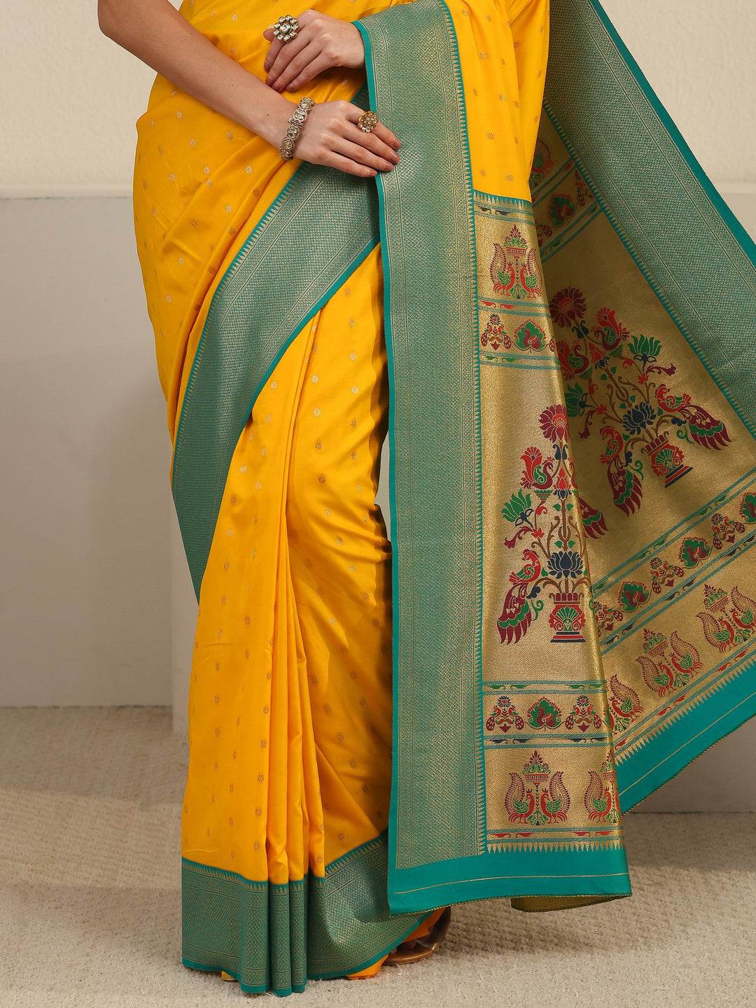  Libas Mustard Woven Design Silk Blend Saree 