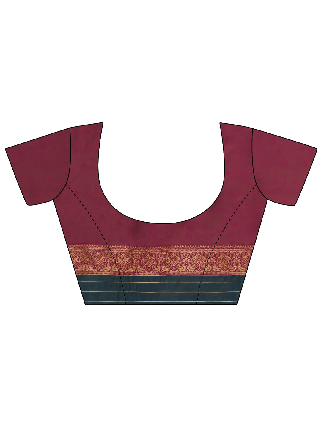  Libas Blue and Maroon Floral Woven Design Silk Blend Saree 