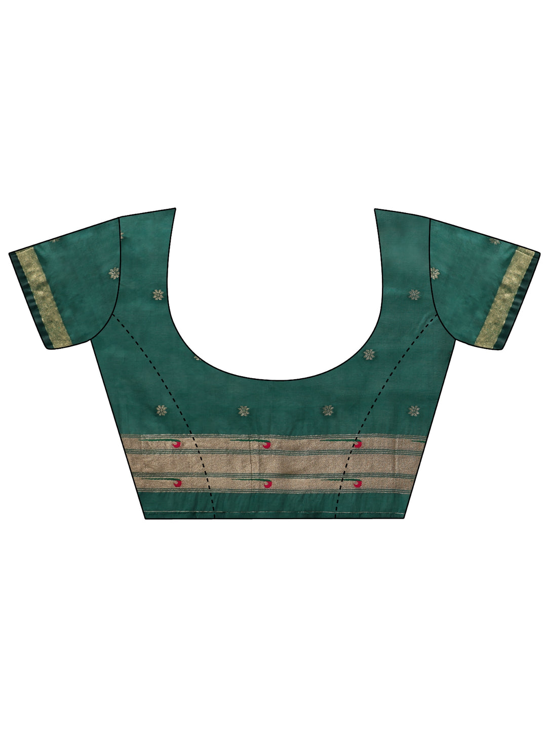  Libas Dark Green Silk Blend Paithani Tassel Saree 