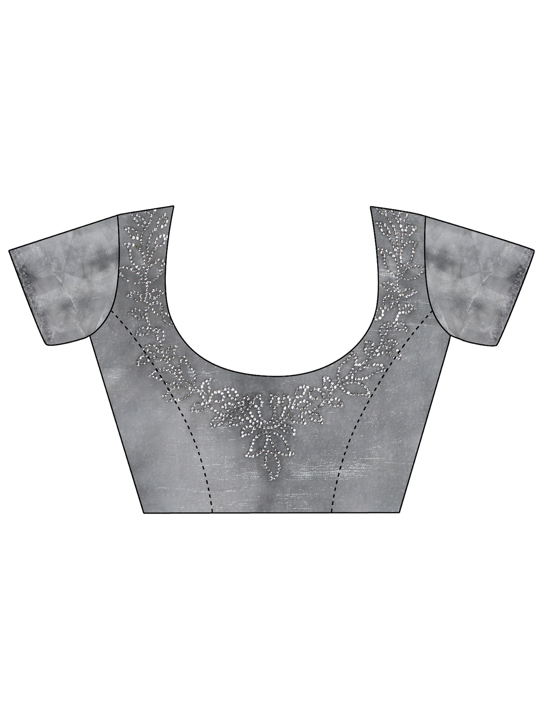  Libas Grey Stone Work Embellished Tissue Saree 