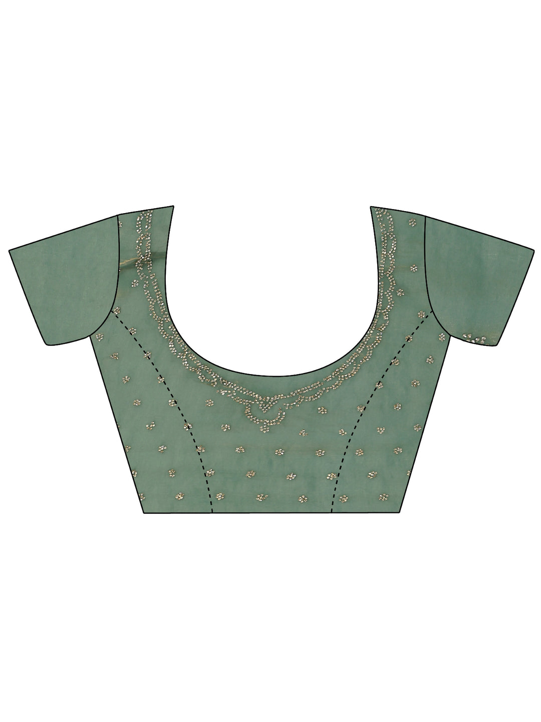  Libas Dusty Green Embellished Tissue Saree 