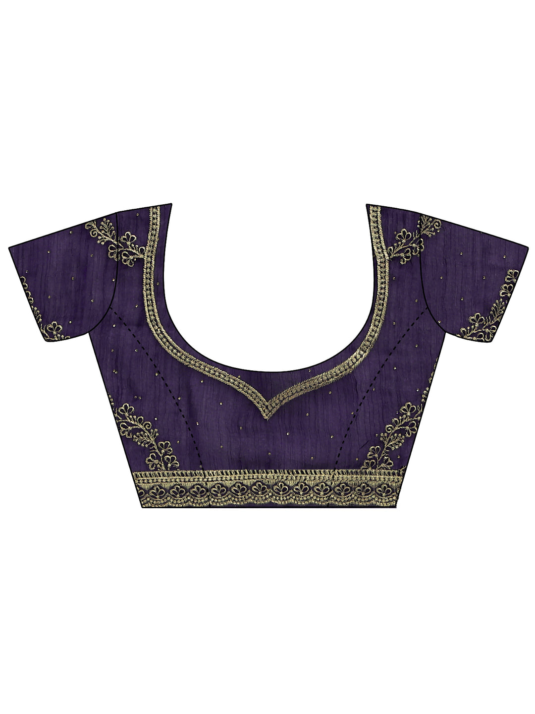  Libas Royal Purple Floral Embroidered Tissue Saree 
