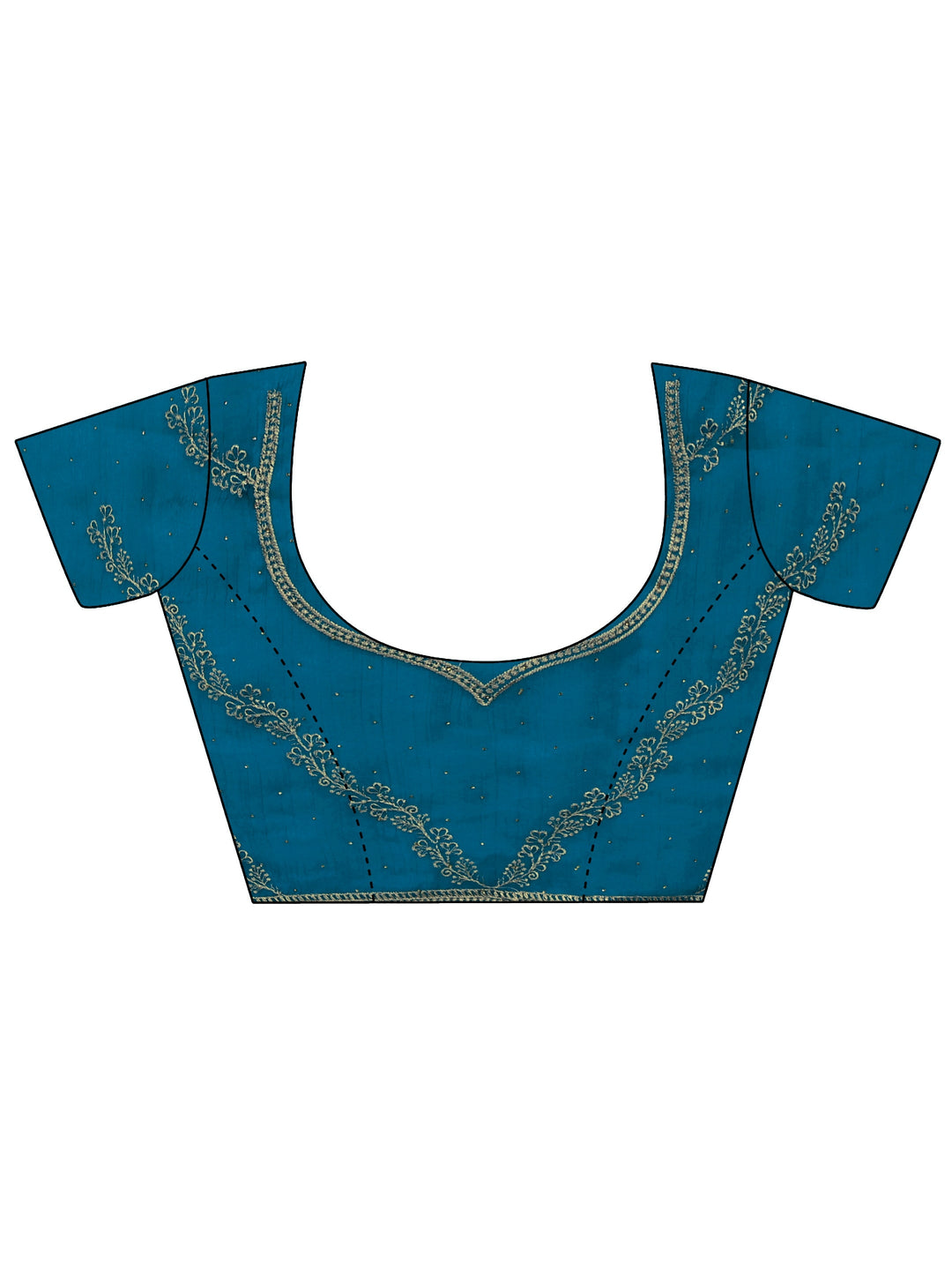  Libas Teal Blue Floral Embroidered Tissue Saree 