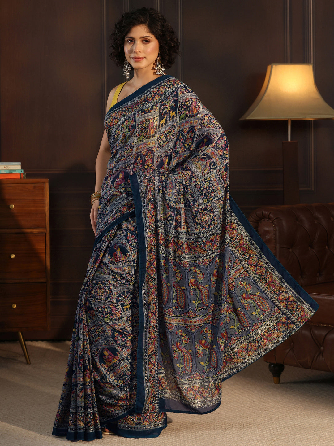 Libas Blue Ethnic Printed Georgette Saree 