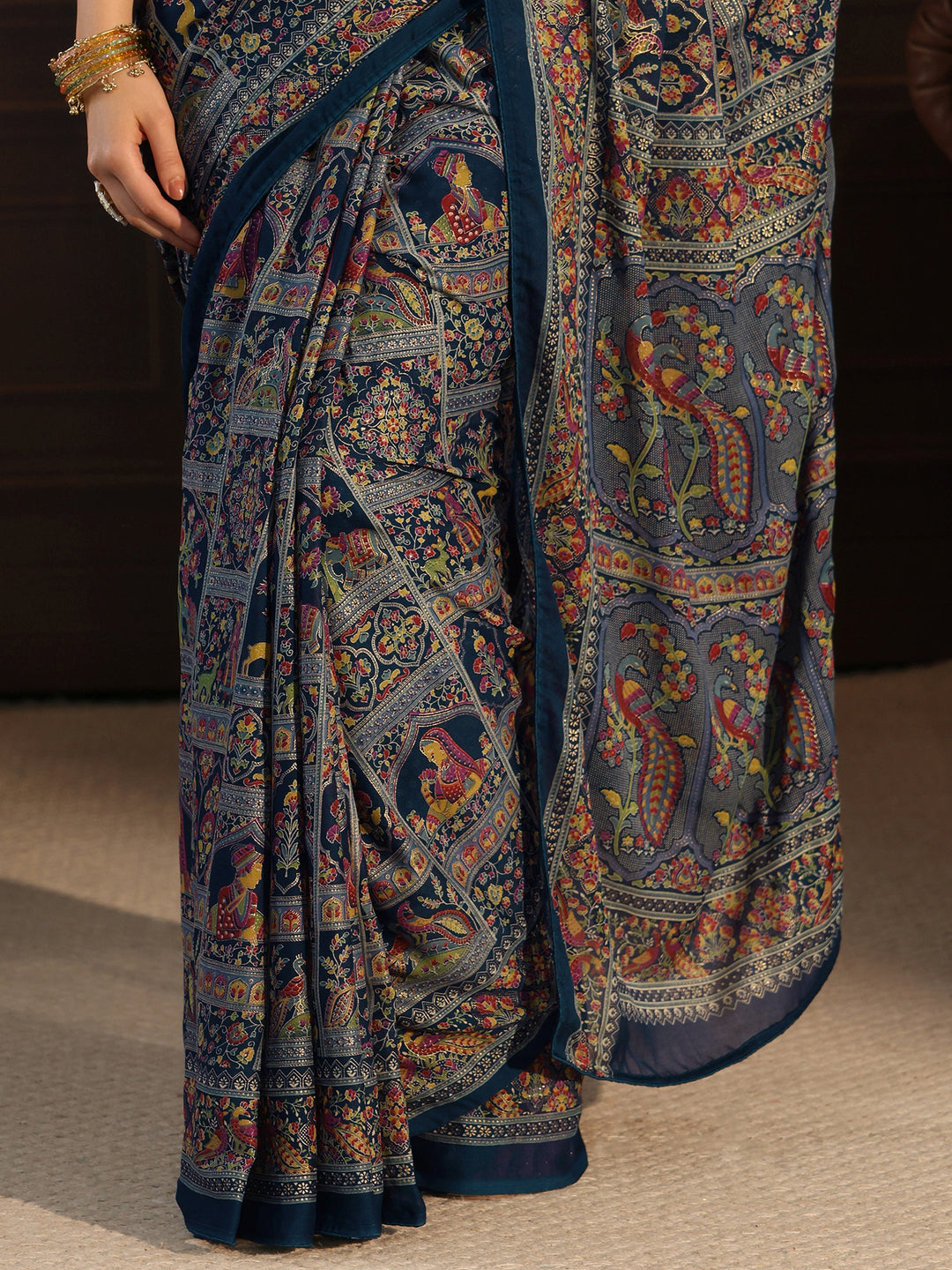  Libas Blue Ethnic Printed Georgette Saree 