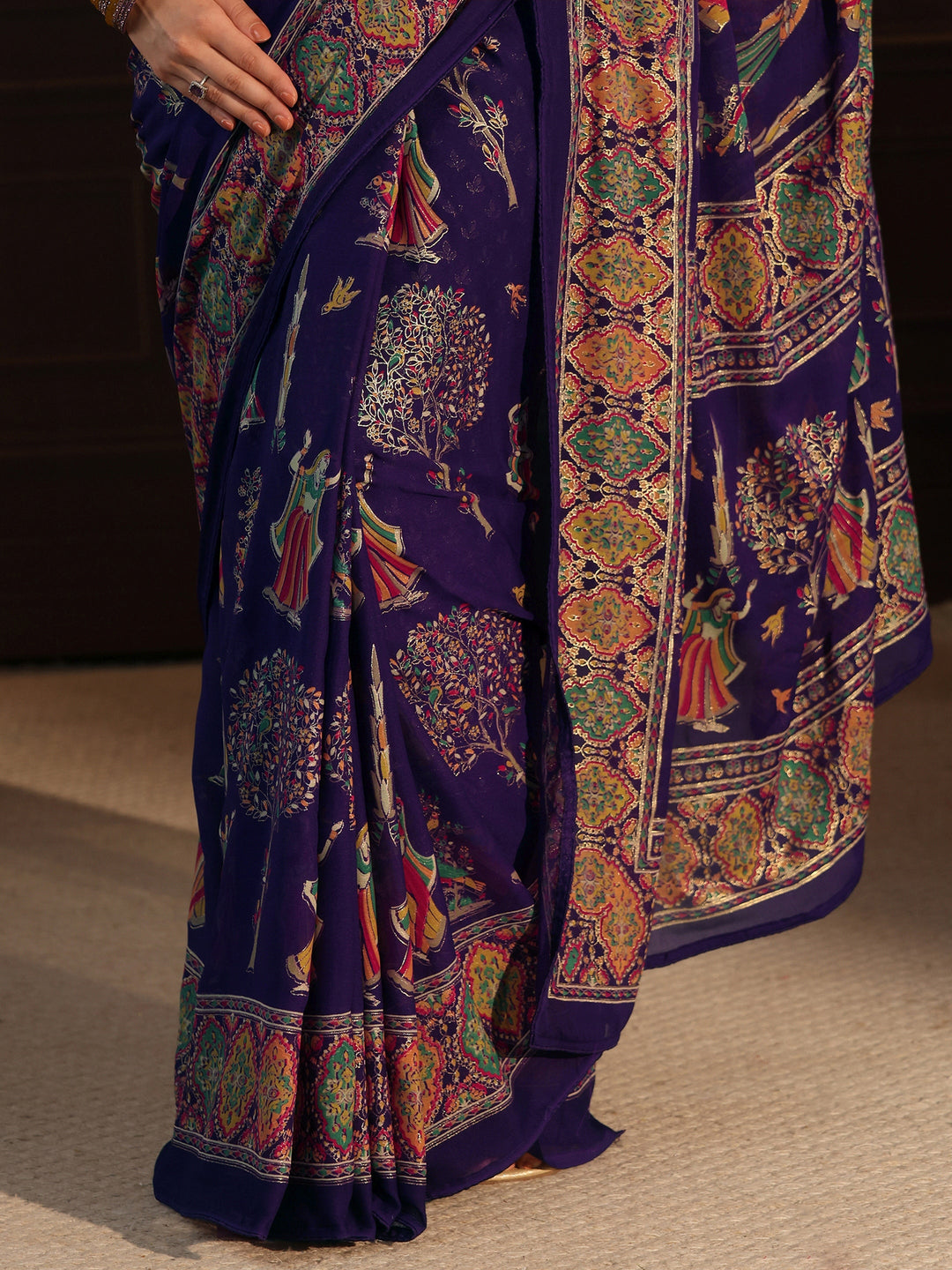  Libas Purple Ethnic Printed Georgette Saree 