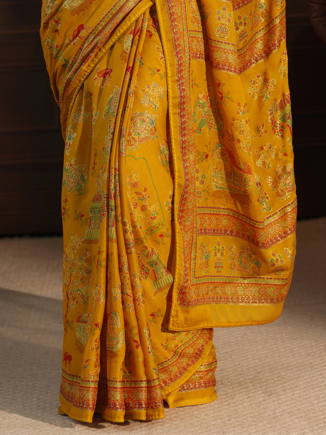  Libas Mustard Ethnic Printed Georgette Saree 