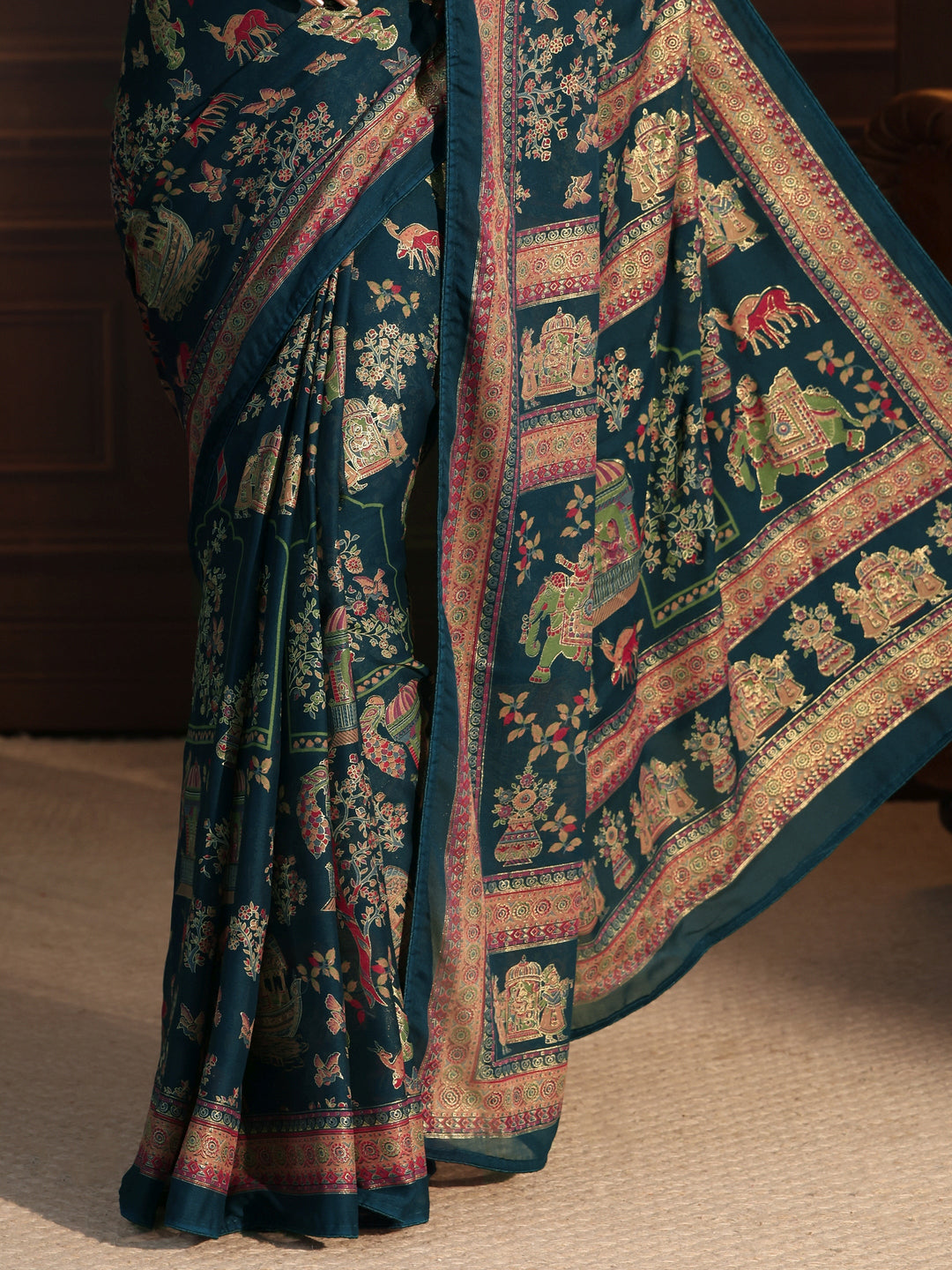  Libas Blue Ethnic Printed Georgette Saree 