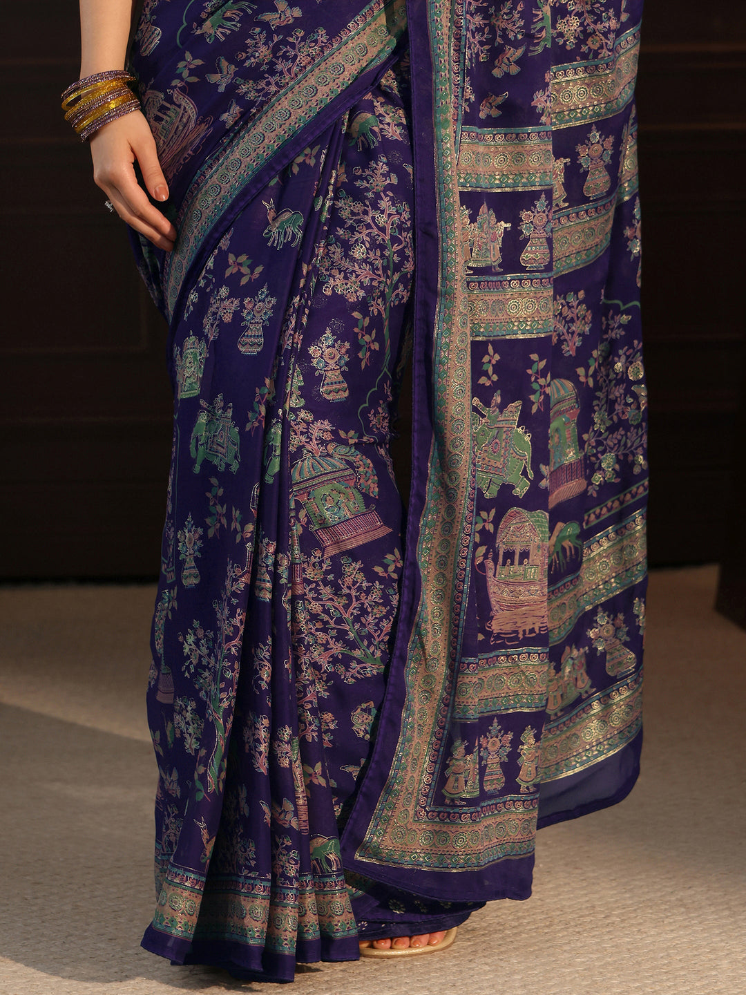  Libas Purple Ethnic Printed Georgette Saree 