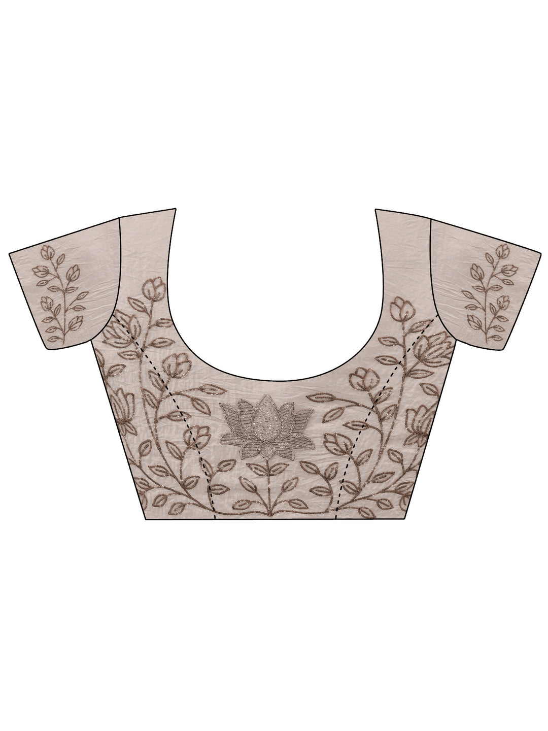  Libas Beige Floral Sequince Embroidered Saree With Blouse Piece 
