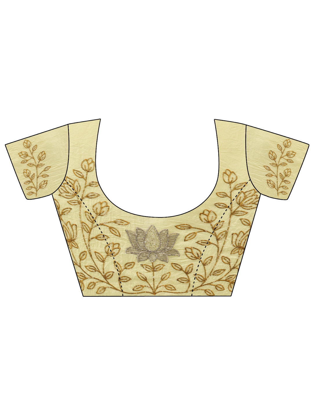  Libas Mustard Floral Embroidered Tissue Saree 