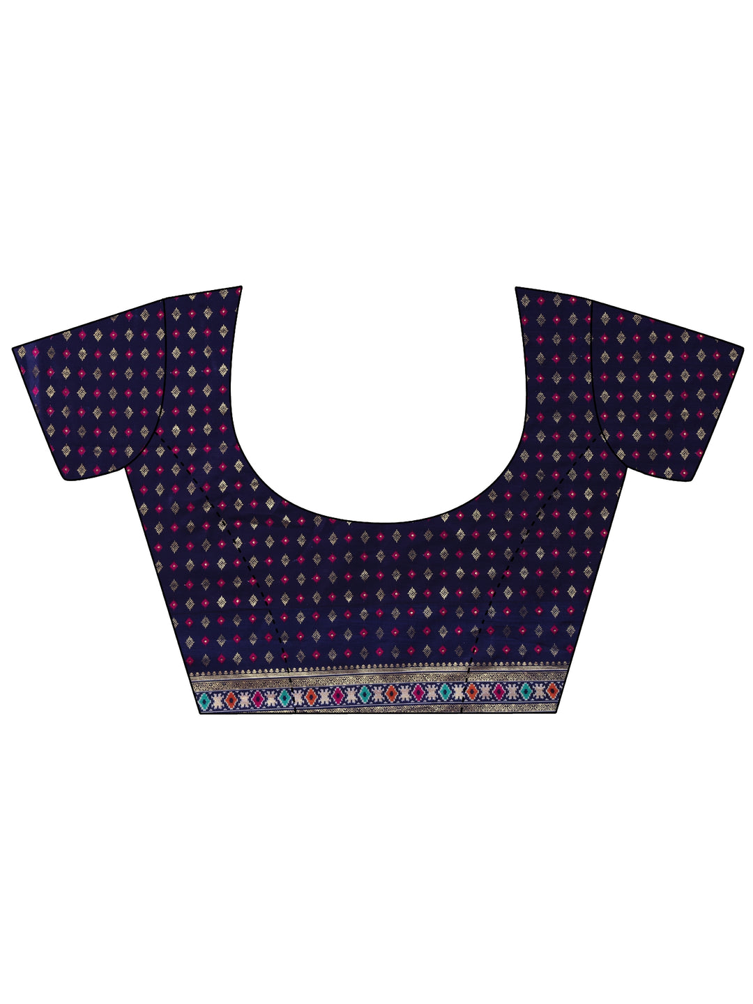  Libas Rani Pink and Navy Blue Ethnic Printed Silk Blend Saree 
