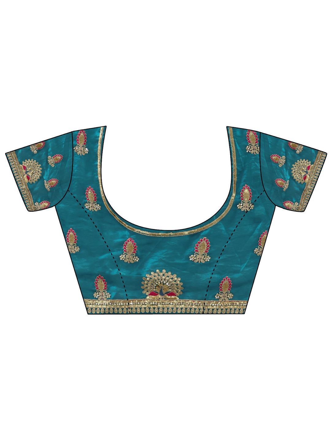  Libas Art Blue Embroidered Tissue Saree with Embellished Border 