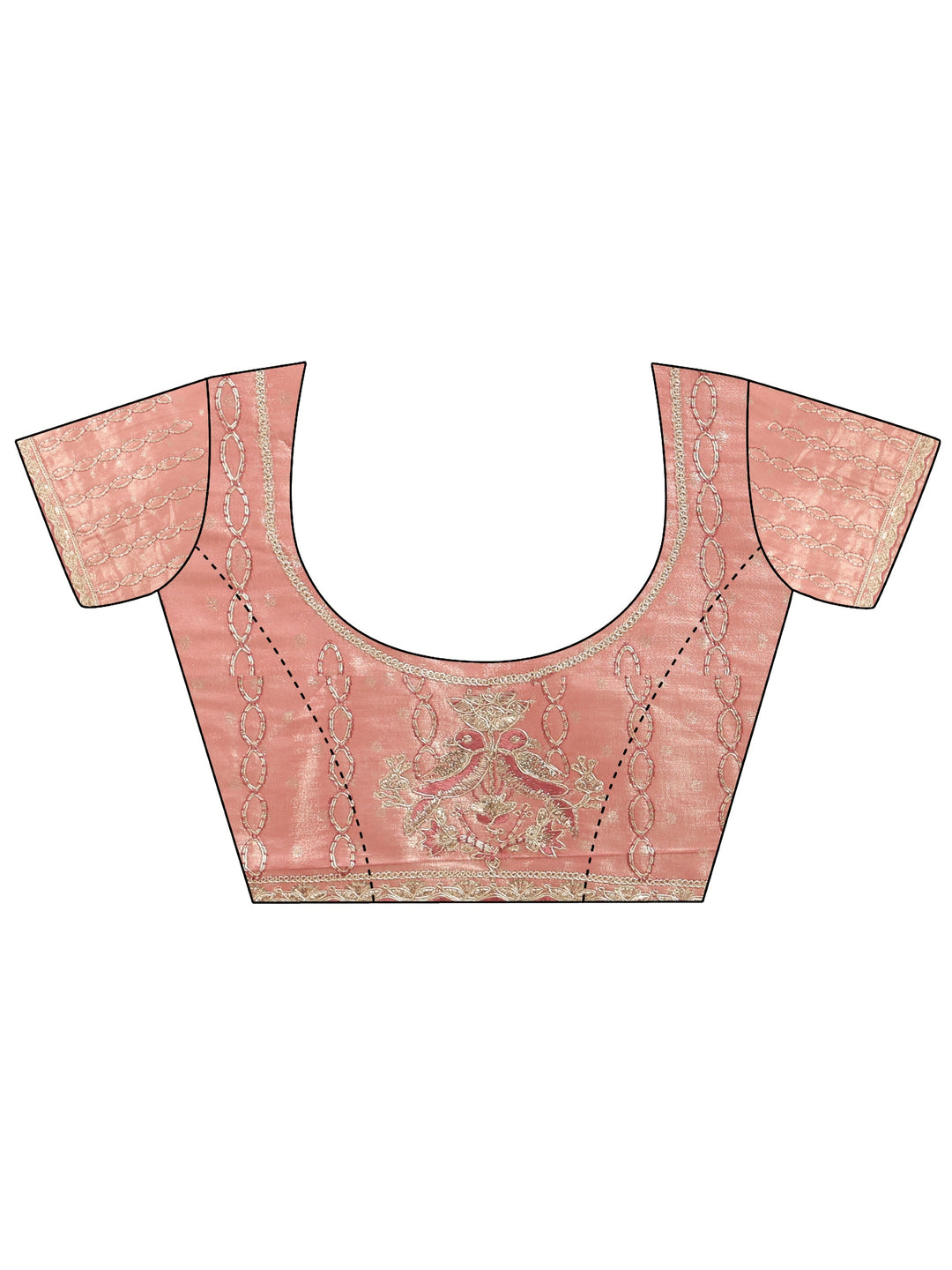  Libas Art Peach Woven Design Silk Blend Saree with Embroidered Border 