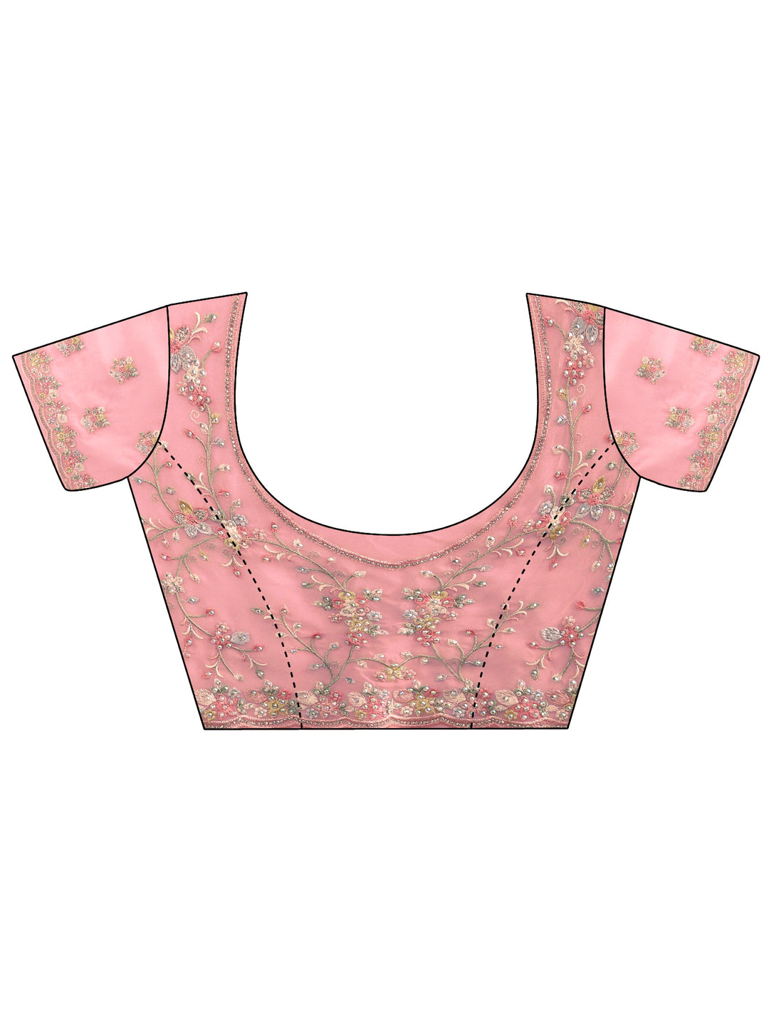  Libas Art Blush Pink Floral Embroidered Stone Work Georgette Saree 