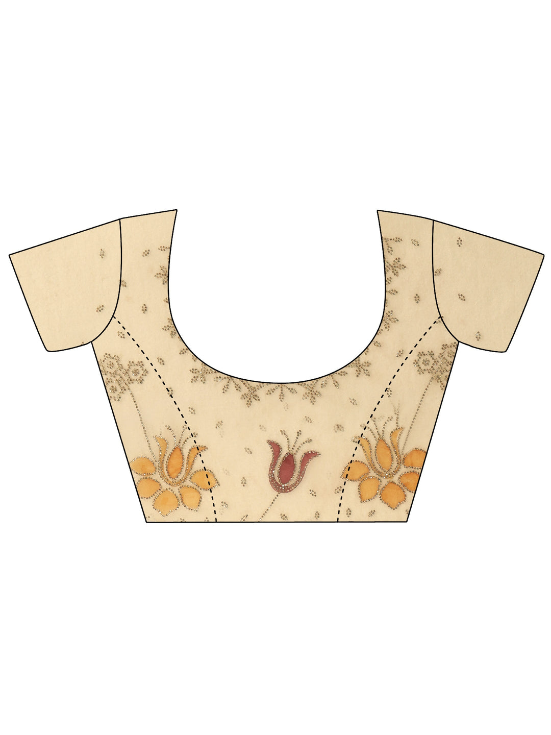  Libas Beige Floral Stone Work Embellished Tissue Saree 