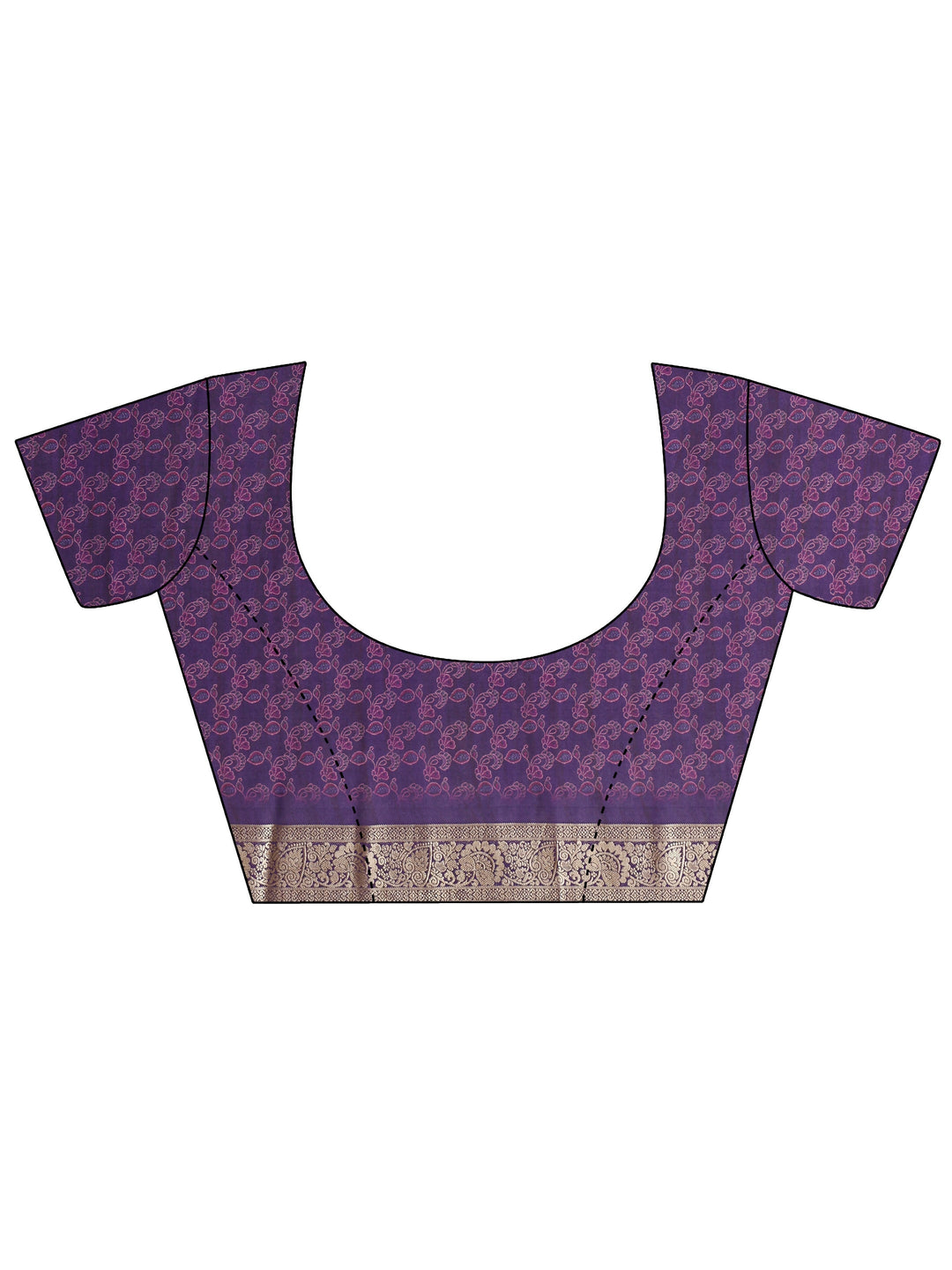  Libas Purple Floral Printed Silk Blend Saree with Woven Border 