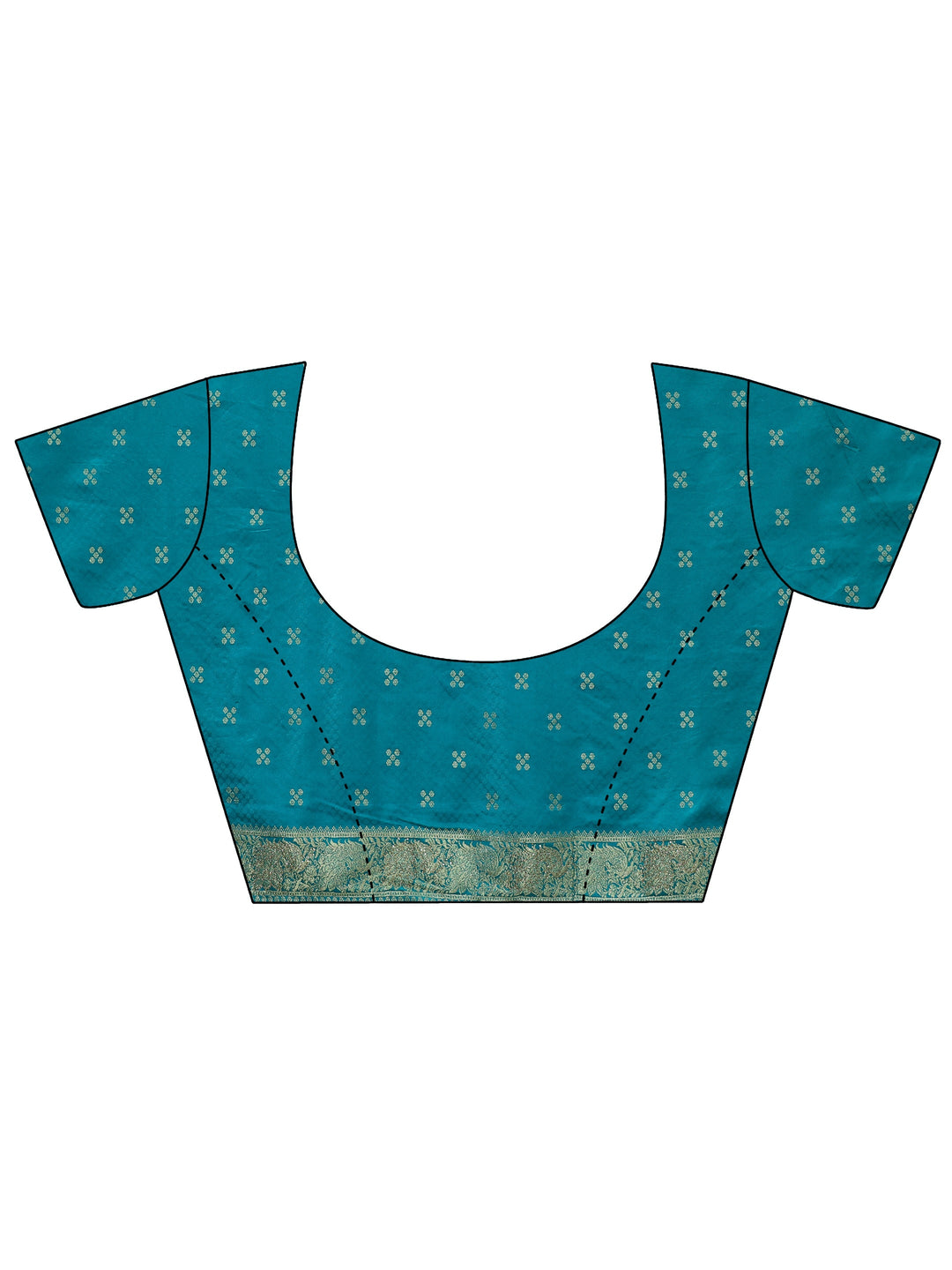  Libas Aqua Blue Ethnic Woven Design Satin Saree with Stone Work 