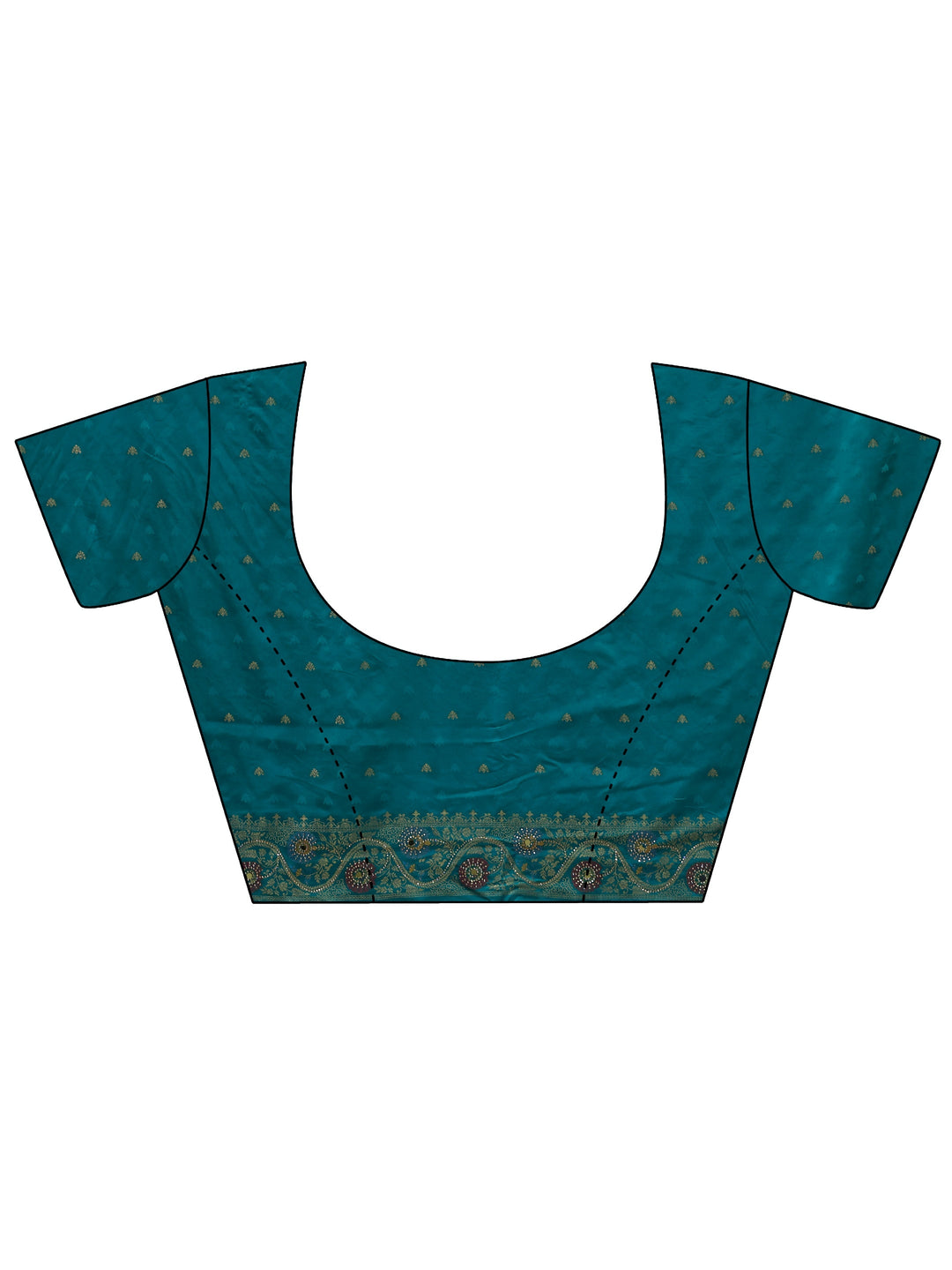 Libas Art Turquoise Blue Floral Woven Design Satin Saree 