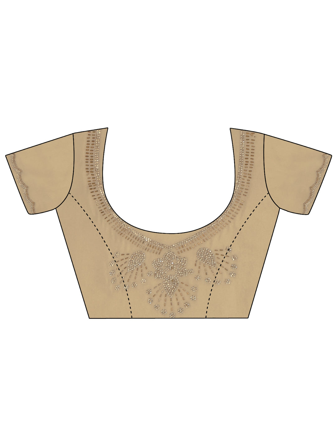 Libas Taupe Stone Work Embellished Tissue Saree with Scalloped Border 