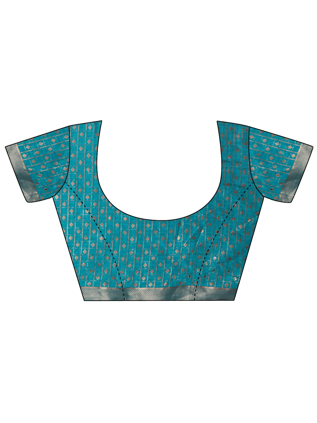  Libas Turquoise Blue Woven Design Mirror Work Silk Blend Saree 