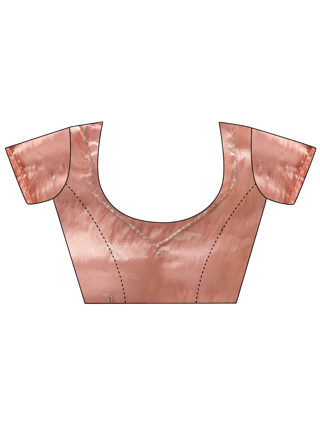  Libas Peach Pink Embellished Organza Saree with Applique Work 