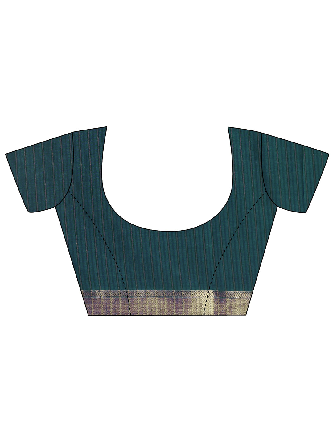  Libas Teal Green Woven Border Silk Blend Tassel Saree 