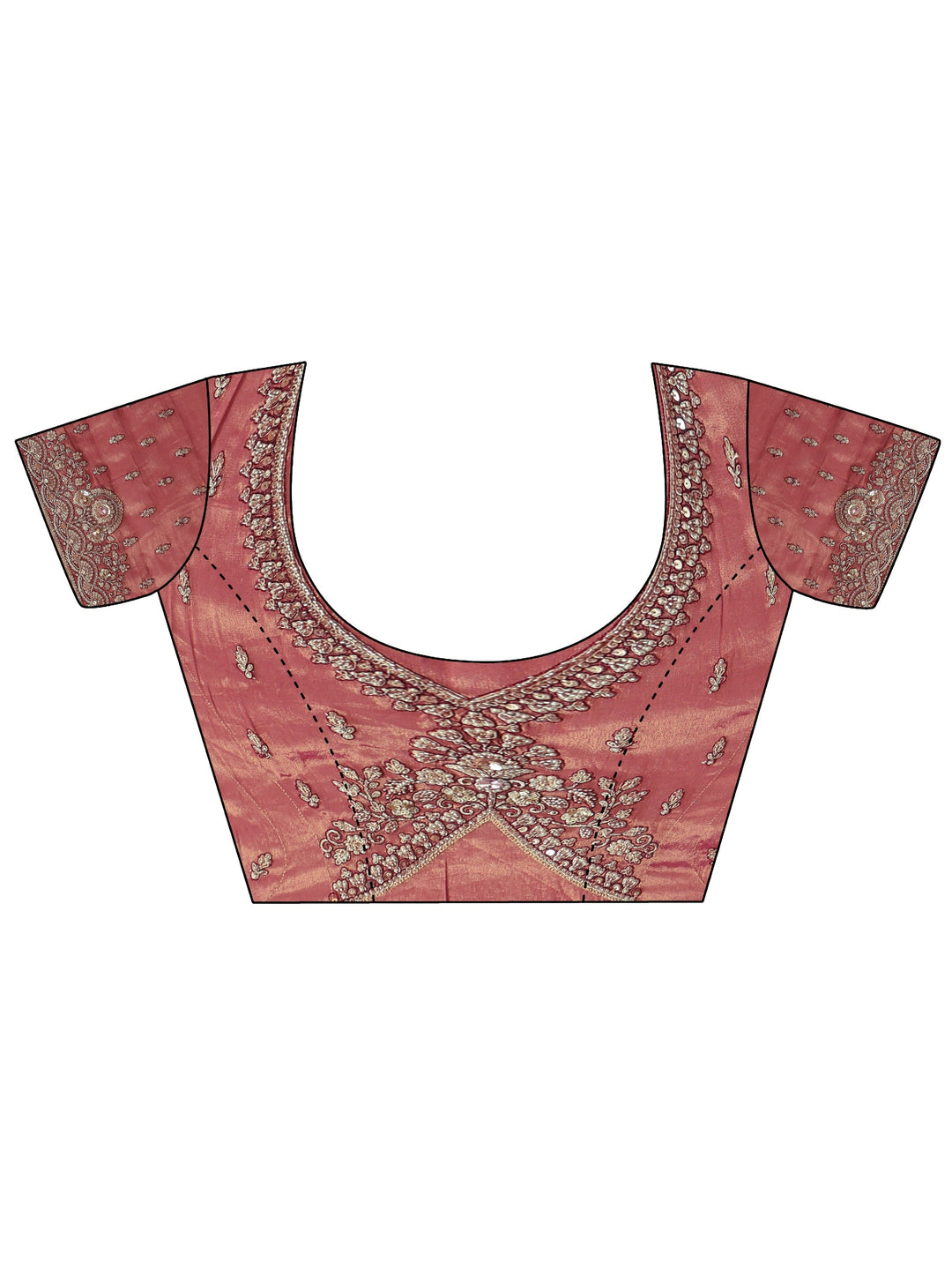  Libas Art Golden Woven Design Tissue Saree with Embellished Border 