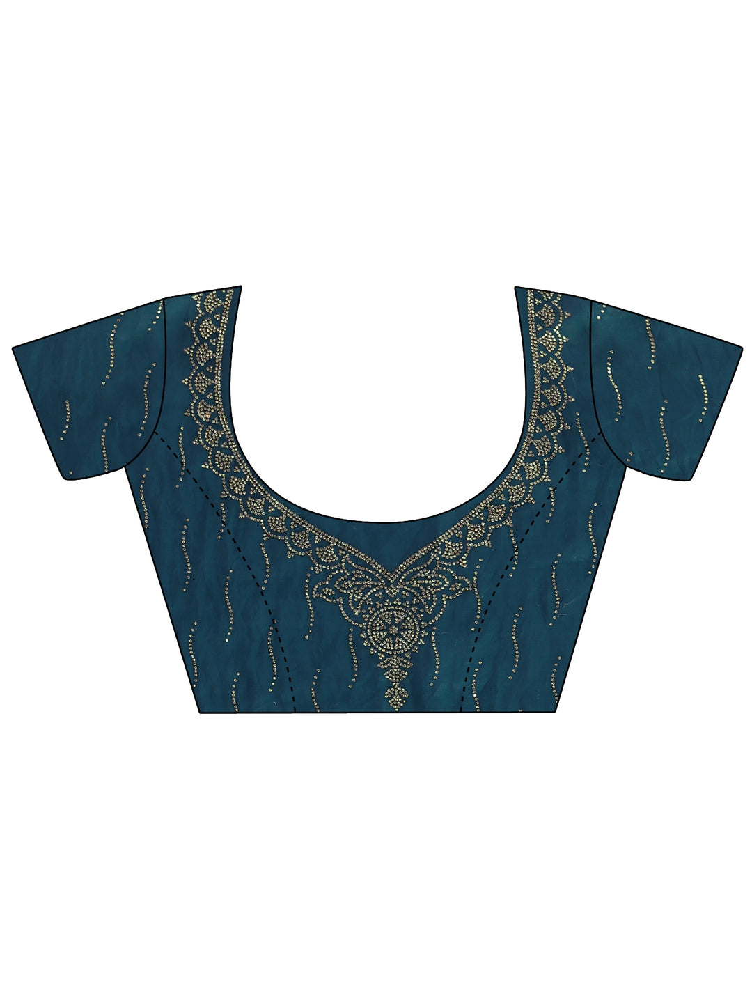  Libas Blue Stone Work Embellished Tissue Saree 
