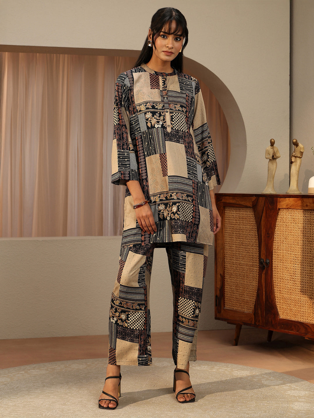  Beige Multi Printed Rayon Co-Ord Set 