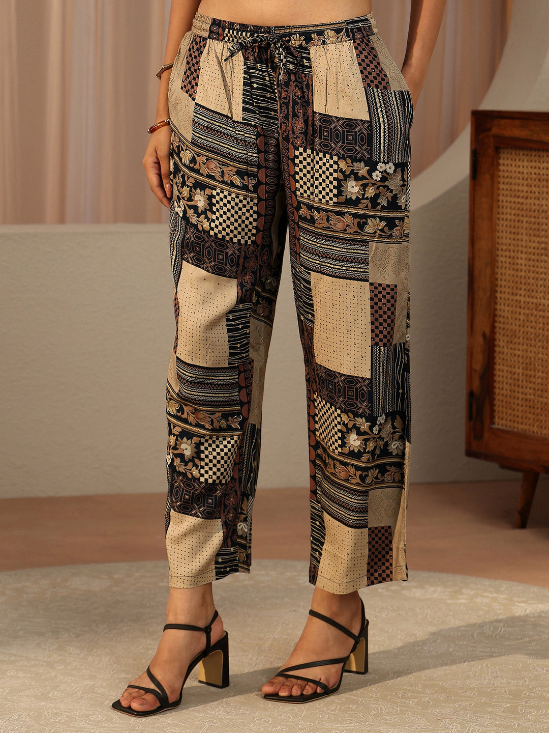  Beige Multi Printed Rayon Co-Ord Set 