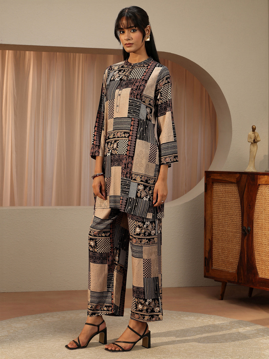  Beige Multi Printed Rayon Co-Ord Set 