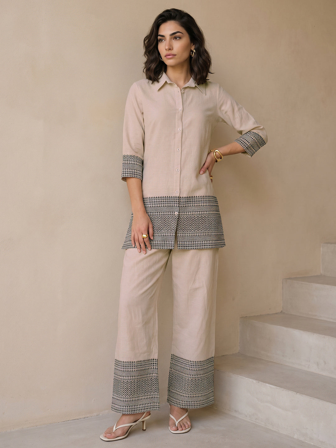  Libas Off White Printed Cotton Co-Ord Set 