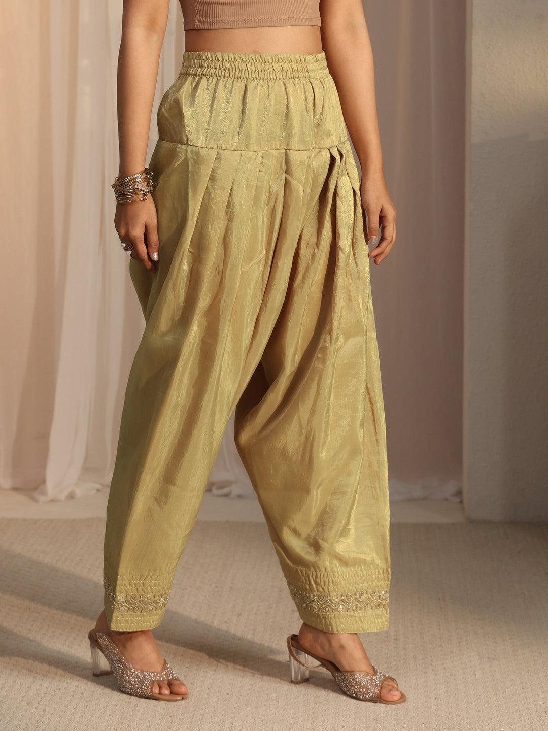  Libas Yellow Floral Embroidered Organza Farshi Salwar Suit 