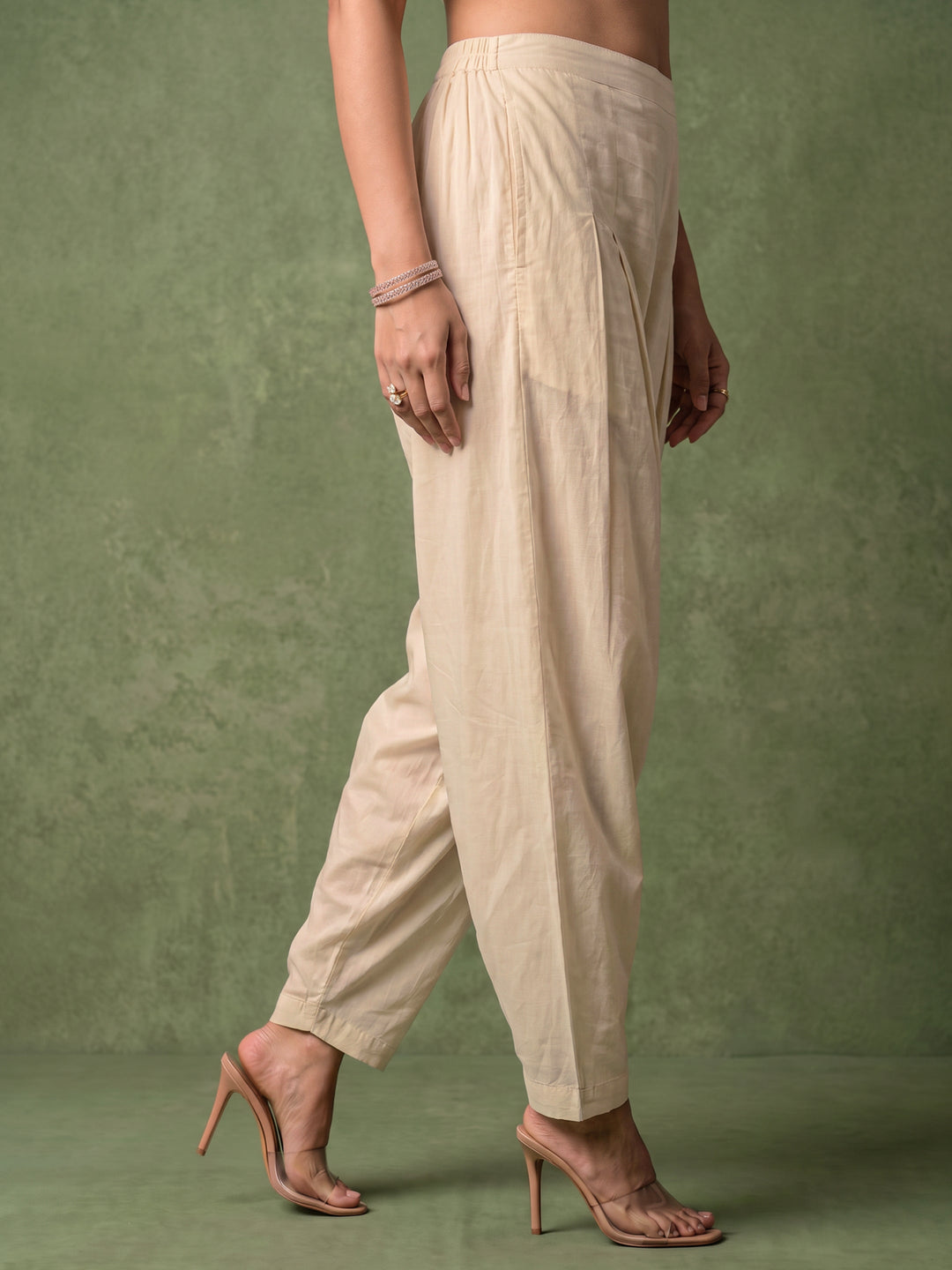  Libas Off White Floral Embroidered Cotton Farshi Salwar Suit 