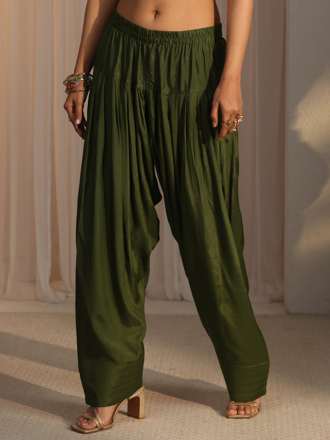  Libas Green Bandhani Printed Organza Farshi Salwar Suit 
