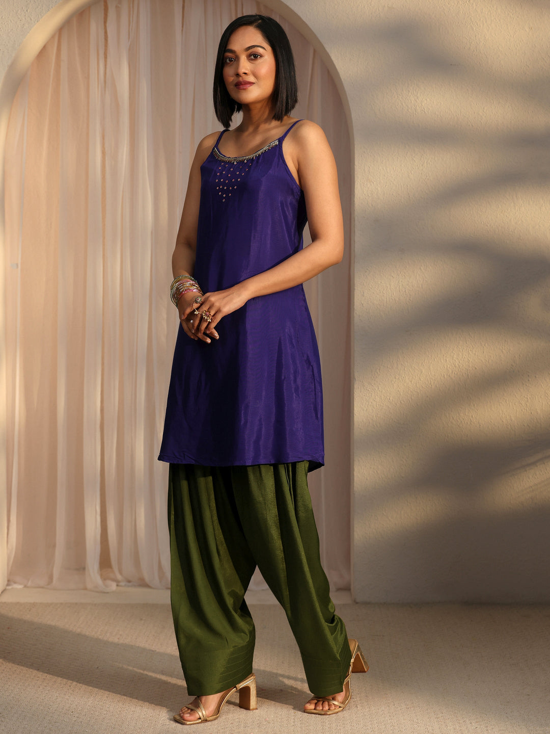  Libas Green Bandhani Printed Organza Farshi Salwar Suit 