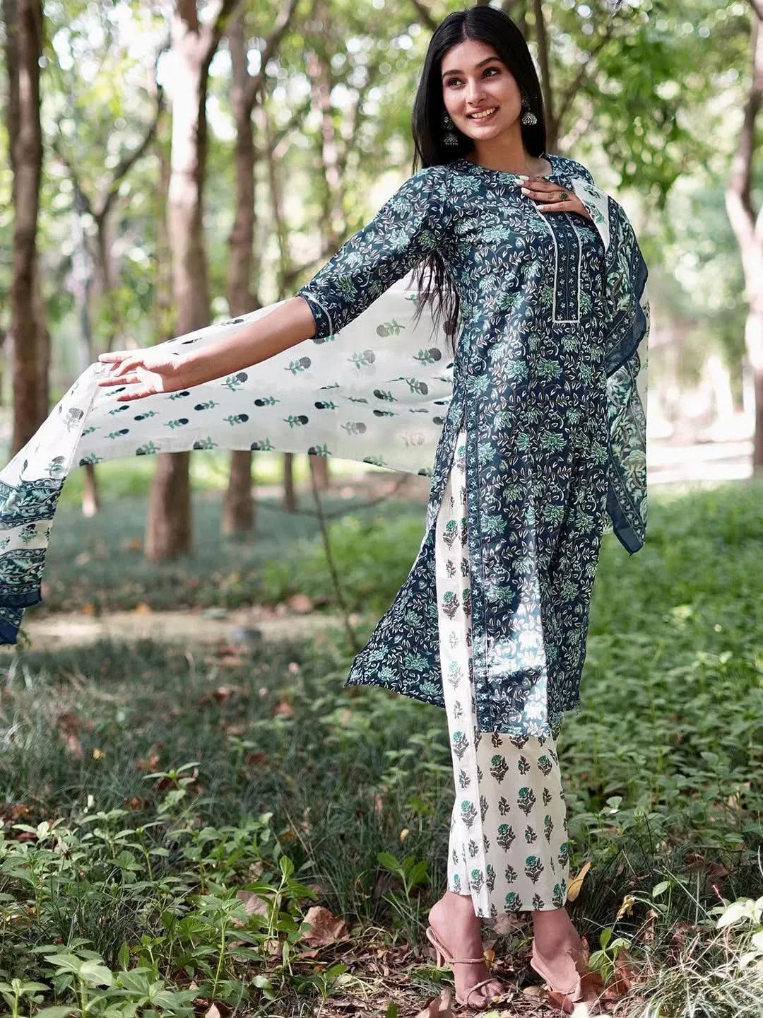 

Buy Blue Printed Cotton Suit Set - 13026O- | Libas Ethnic Wear Online